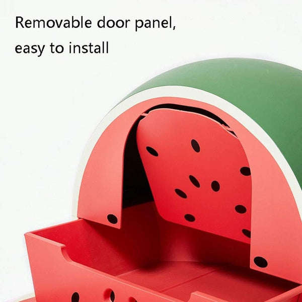 Dog Potty Training Toilet ﻿ Creative Watermelon Litter Box Fully Enclosed Cat Toilet, Large Drawer Supplies Cat Litter Pan(B)8