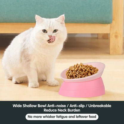 Bulldog Bowl Anti-Slip Dog Cat Dish Detachable Rubber Dog Bowl Pet Sterile Tilted Pet Feeder Slope Base ，Pink：2 Cups3