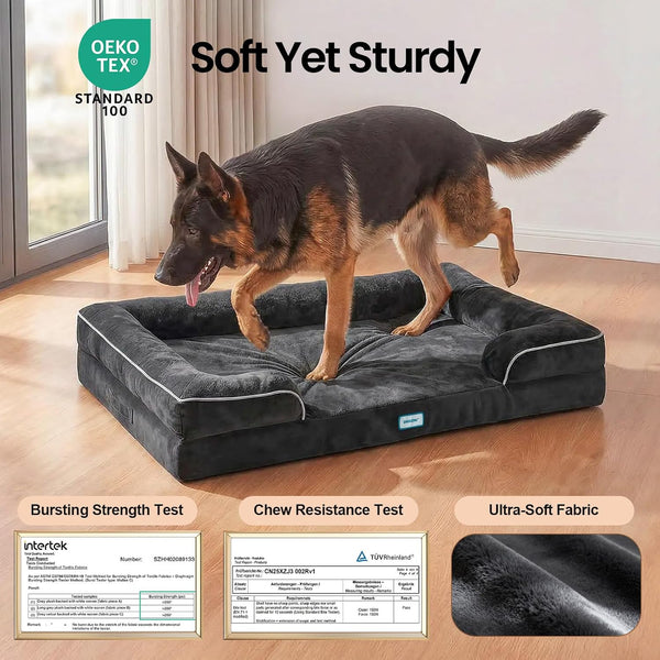Ohgeni Sofa-Style Orthopedic Dog Bed for Large Dogs, Memory Foam Pet Bed with Removable Machine-Washable Plush Cover, Non-Slip Bottom, 45-Inch (Black)4