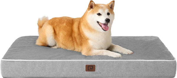 EHEYCIGA Medium Memory Foam Dog Crate Bed Washable, 30X20Inch, Grey | High Density Egg Crate Foam, Waterproof Liner, Removable Easy Clean Cover, Non-Slip Bottom, Fits Crate, Floor and Sofa20