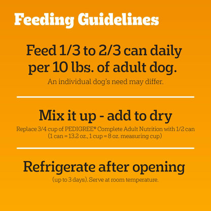 Pedigree Chopped Ground Dinner Wet Dog Food, Beef Pack, 13.2 Oz, 12 Count | 100% Complete & Balanced, 36 Vitamins & Minerals, Slow Cooked, 30%+ Water for Hydration, Supports Skin & Coat & Lean Muscles10