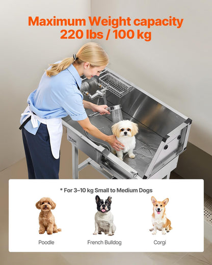VEVOR Dog Washing Station, 34" Professional Stainless Steel Pet Grooming Tub Bathtub with Shower Faucet Soap Holder Non-Slip Stairs Right Door Easy Clean Pet Wash Sink for Small Dogs Cats4