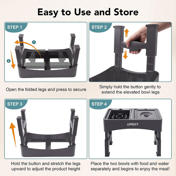 UPSKY 2-In-1 Elevated Dog Bowls Slow Feeder, 4 Height Adjustable Raised Bowl Stand, No Spill Dog Water Bowls, Anti-Slip Food and Water Bowls for Small Medium Dogs(Not Include Stainless Steel Bowl)6