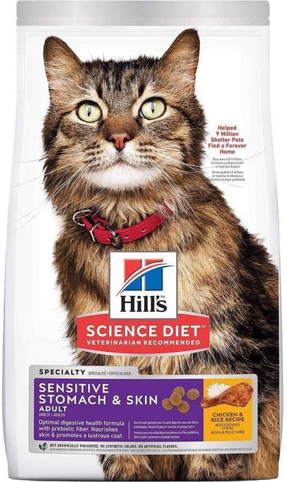 Hill'S Science Diet Sensitive Stomach & Skin Dry Cat Food | #1 Veterinarian Recommended, Adult Formula, Chicken & Rice, 7 Lb. Bag (Updated Formula)5
