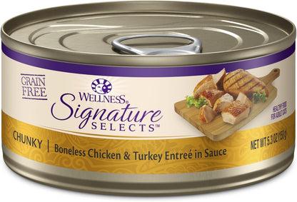 Wellness CORE Signature Selects Flaked Adult Canned Wet Cat Food, Natural, Protein Rich, Grain Free, Skipjack Tuna and Wild Salmon Entrée Recipe, 2.8 Oz, Pack of 12 Cans23