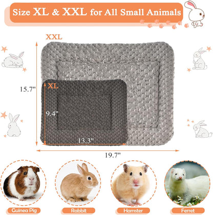 Small Animal Bed Mat, Soft & Warm, Suitable for Guinea Pig, Hamster, Rabbit, Rat and Bearded Dragon (X-Large(13.3''X9.4''), Star Grey)5