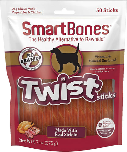 Smartbones Smart Twist Sticks, Rawhide Free Dog Chew Sticks, Made with Real Chicken, 50 Sticks , 9.7 Ounce (Pack of 1)17