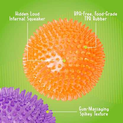 Gnawsome™ 4.5” Spiky Squeaker Ball Dog Toy - Extra Large, Cleans Teeth and Promotes Good Dental and Gum Health for Your Pet, Colors Will Vary, 4.5"3