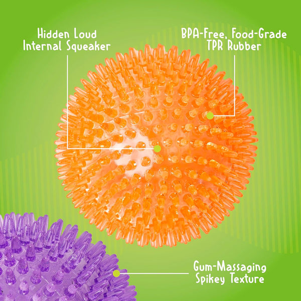Gnawsome™ 4.5” Spiky Squeaker Ball Dog Toy - Extra Large, Cleans Teeth and Promotes Good Dental and Gum Health for Your Pet, Colors Will Vary, 4.5"3
