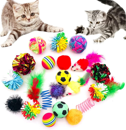 PET SHOW 20 Pcs Cat Crinkle Toy Ball 2.5Inch Mylar Cat Pounce Chase Toys Colorful Paper Ball Chase Training Activity for Cats Kittens9