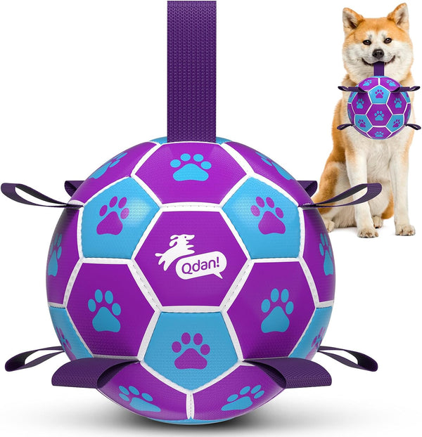QDAN Dog Balls, 6 Inch Dog Soccer Ball with Straps, Herding Balls for Dogs | Outdoor Dog Toys Balls for 20-40 Lb Dogs, Puppy Ball to Keep Them Busy, Dog Pool Water Play Toy, Puppy Birthday Gifts28