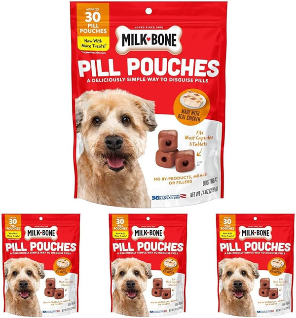Milk-Bone Pill Pouches Dog Treats with Real Chicken, 25 Count Bags (Pack of 5; 125 Total Treats)10