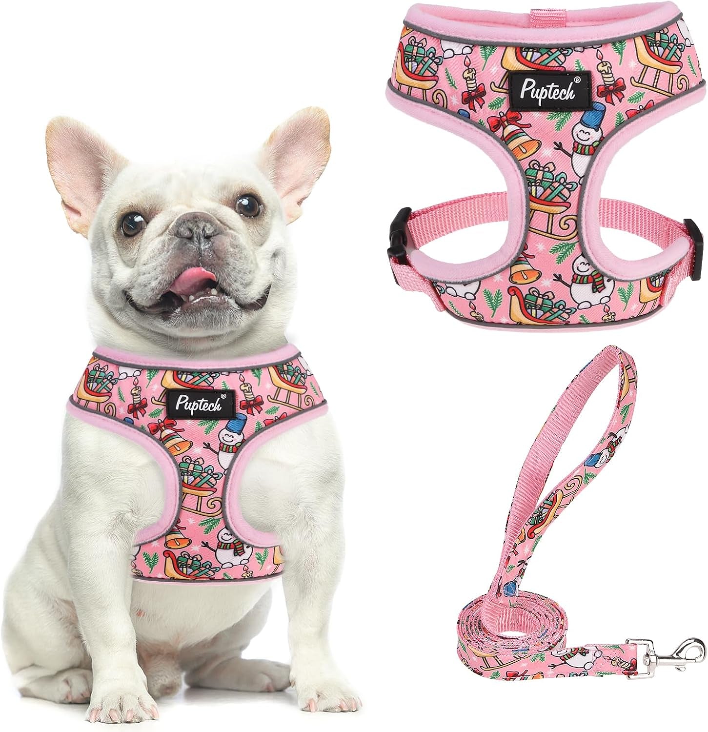 pupteck-soft-mesh-dog-harness-small-sized-and-leash-set-pet-puppy-cat-comfort-padded-vest-no-pull-harnesses-beige-s
