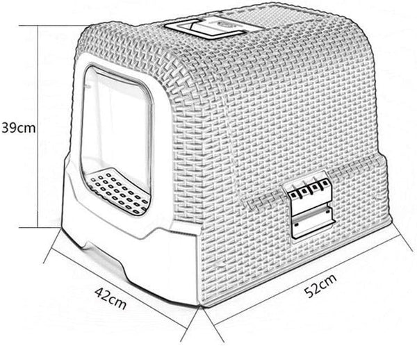 Dog Potty Training Toilet ﻿ Pet Supplies Rattan Style Fully Enclosed Cat Toilet Large Litter Box Potty Closed(White)2