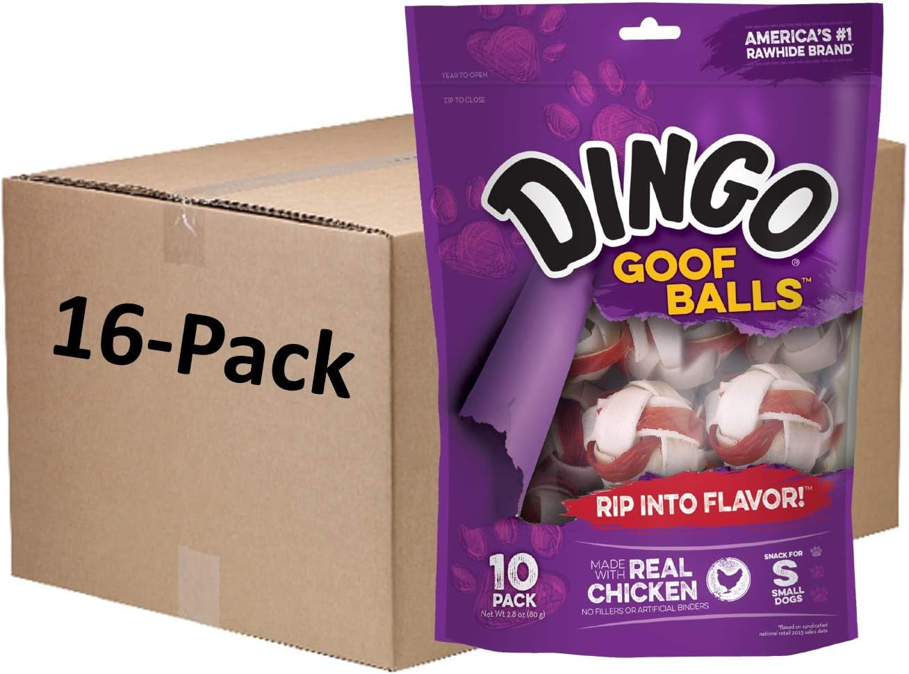 dingo-goof-balls-rawhide-treats-for-small-dogs-with-real-chicken-15-ct-long-lasting-rawhide-chew-wrapped-with-real-chicken-natural-chewing-action-promotes-clean-teeth-for-adult-dogs