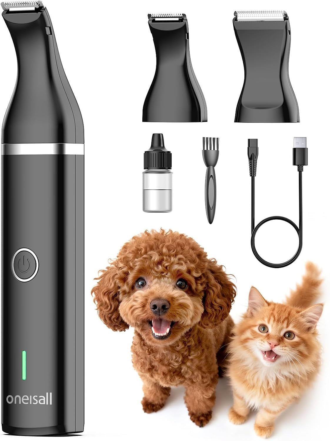 oneisall-dog-paw-trimmer-small-dog-clippers-with-double-blades-low-noise-gentle-skin-friendly-design-cordless-precision-pet-hair-trimmer-for-grooming-for-paws-eyes-ears-face-rump