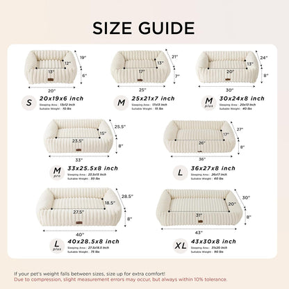 Bedsure Comfyfleece™ Cute Dog Bed for Small Medium Dogs Washable,25In Cream | Furry Puppy Beds,Square Rectangle Orthopedic Corduroy Aesthetic Pet Beds,Removable Zipper Cover,Non-Slip Bottom,Up to 15 Lbs6