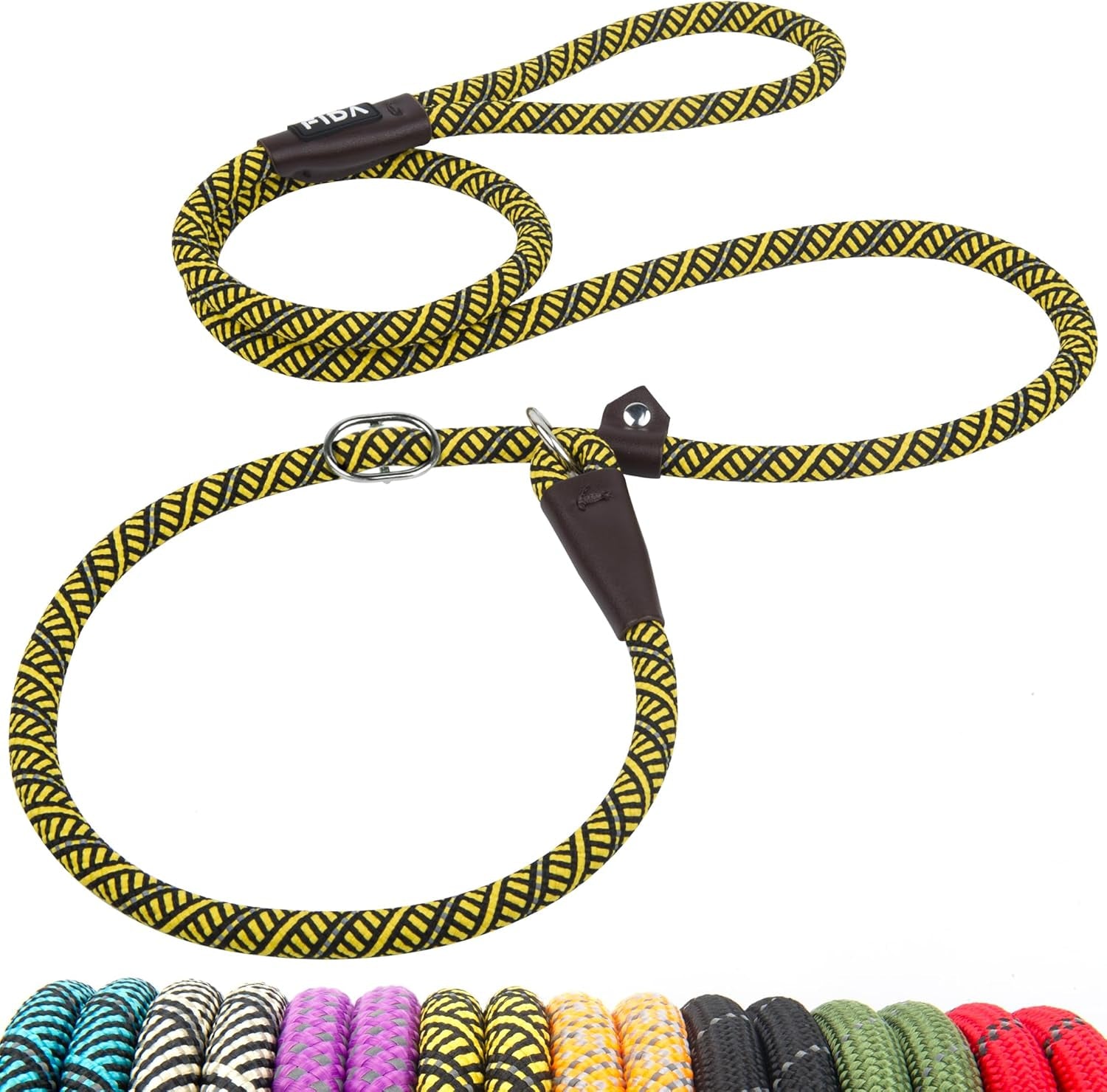 fida-durable-slip-lead-dog-leash-6-ft-x-1-2-heavy-duty-dog-loop-leashes-comfortable-strong-rope-slip-leash-for-large-medium-dogs-no-pull-pet-training-lead-with-highly-reflective1-2-black