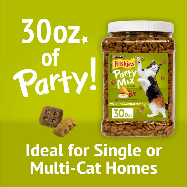 Purina Friskies Party Mix Morning Munch Crunch Egg, Bacon and Cheese Flavors Cat Treats - 30 Oz Canister3