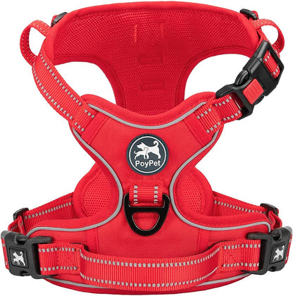 Poypet No Pull Dog Harness, No Choke Front Lead Dog Reflective Harness, Adjustable Soft Padded Pet Vest with Easy Control Handle for Small to Large Dogs(Pink, Medium)27