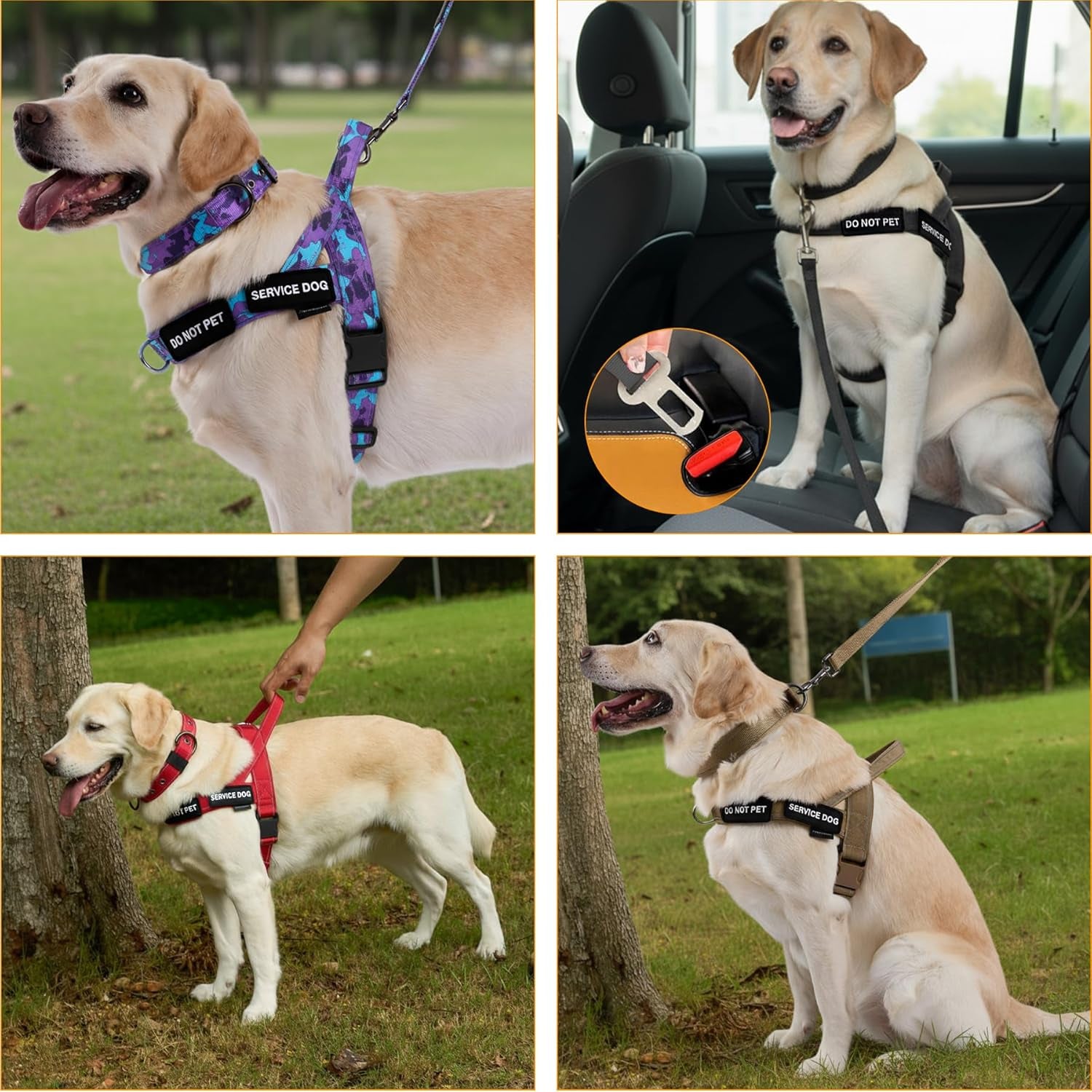 annchwool-no-pull-dog-harness-heavy-duty-reflective-collar-leash-set-leash-with-double-handle-car-seatbelt-clip-easy-control-for-walking-training-medium-large-size-dogsbrown-l