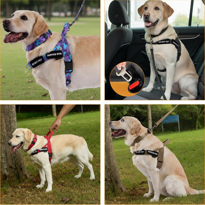 Annchwool No Pull Dog Harness,Heavy Duty Reflective Collar & Leash Set-Leash with Double Handle & Car Seatbelt Clip-Easy Control for Walking Training Medium Large Size Dogs(Brown,L)6