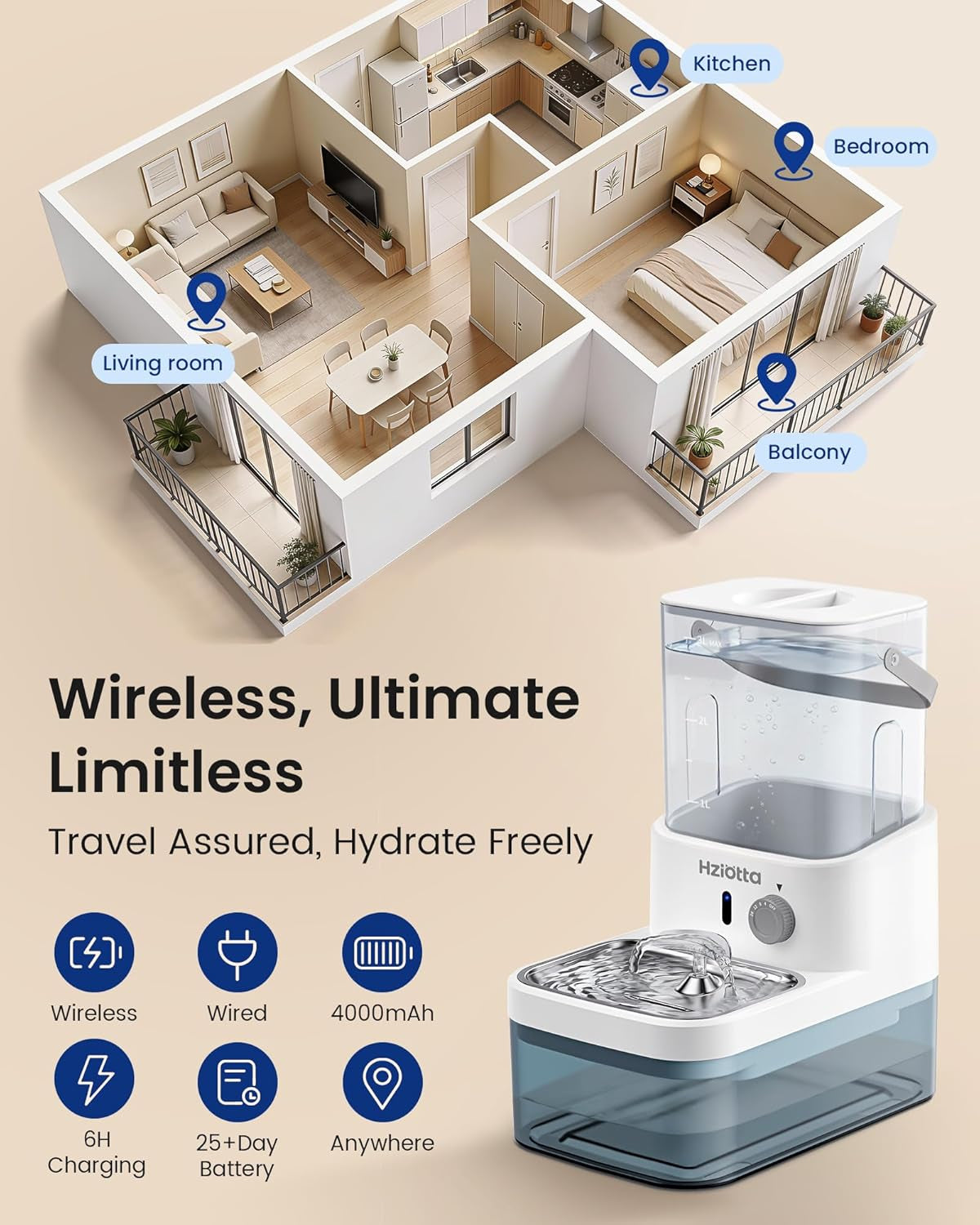 wastewater-separation-cat-water-fountain-no-filter-pump-wireless-stainless-steel-indoor-outdoor-pet-use-save-56-year-radar-sense-3l-2-7l-dual-tanks-4000mah-battery-30db-time-setting