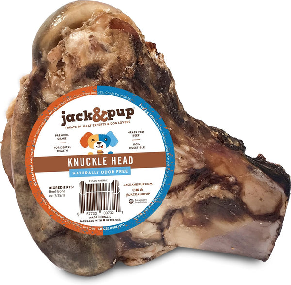 Jack & Pup Beef Knuckle Bones for Dogs, Natural Dog Knuckle Bones for Large Dogs – Savory Smoked Beef Flavor - 1 Pack1