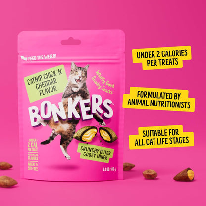 Bonkers Bites Paw Lickin Grain-Free Chicken Crunchy Cat Treats, 30 Oz Tub5