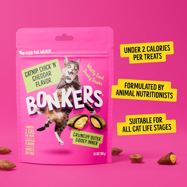 Bonkers Bites Paw Lickin Grain-Free Chicken Crunchy Cat Treats, 30 Oz Tub5