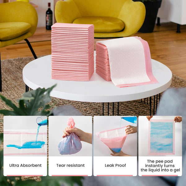 Pet Toilet Training Pads 100Count Disposable Puppy Pee Pads 18" X 13" for Dogs, Ultra Absorbent|Quick Dry|Leak-Proof Pet Potty Pads for Dog, Cat, Rabbits and Guinea Pigs (Pink)2