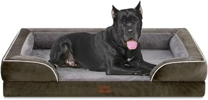 Comfort Expression Orthopedic Dog Bed for Extra Large Dogs with Bolster | Waterproof Dog Couch Bed with Washable Cover & Non-Slip Bottom, Supportive Egg Crate Foam XL Pet Bed, 42X30 Inch200