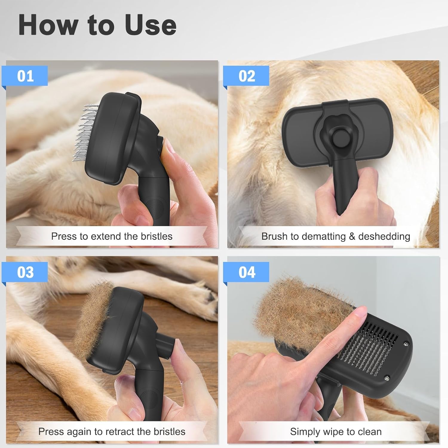 dipoo-self-cleaning-shedding-brush-skin-friendly-grooming-tool-for-dogs-cats-and-puppies-deshedding-and-hair-removal-for-long-and-short-haired-pets-black