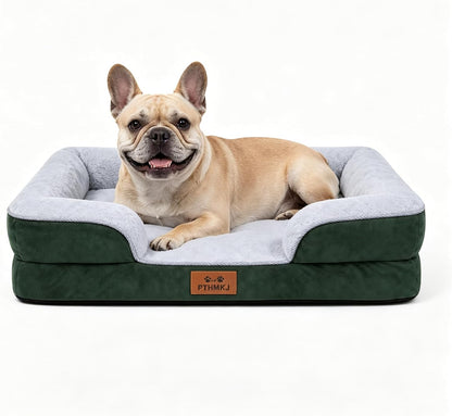 Orthopedic Dog Bed for Medium Dogs - Gel Memory Foam Pet Bed with Waterproof & Washable Cover, Contoured Bolster Design for Dogs & Cats (Grey, 30.0" L X 20.0" W X 6.3" Th)12