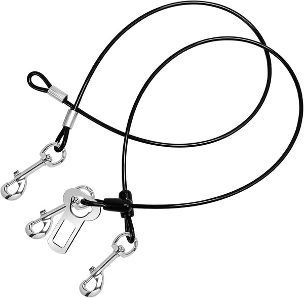 2 Pcs Chew Proof Metal Dog Cable Lead (Single Hook) | No Tangle, Leash Extender, for Small Medium Dogs Collar Harness8
