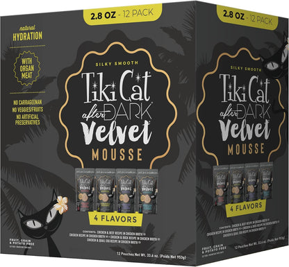 Tiki Cat after Dark Velvet Mousse Wet Cat Food, Variety Pack, 2.8 Oz. Pouch (Pack of 12)1