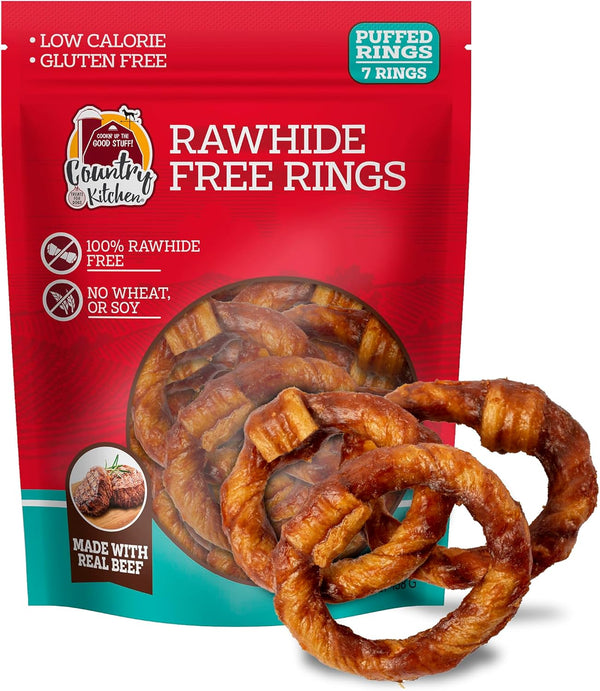 Country Kitchen Rawhide Free Beef Rings Dog Chews, 7 Count1
