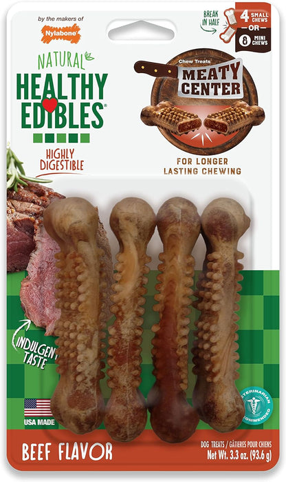 Nylabone Healthy Edibles Meaty Center Dog Treats, Beef Flavor, 12 Count | Natural Dog Chew Bones, Made in USA, Highly Digestible, Help Clean Teeth, Long Lasting Chews for Small Dogs up to 25 Lbs12