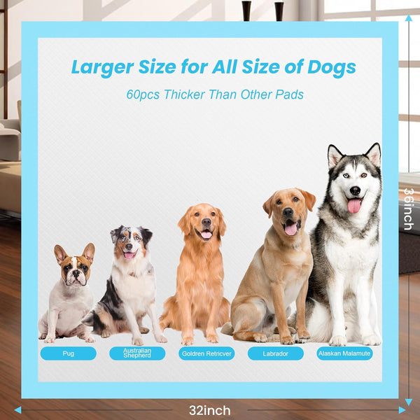 Puppy Pads for Dogs 32"X36" 60 Count, Thicken Disposable Pet Pee Pads | Extra Large & Non-Slip, Leak-Proof Incontinence Underpads, Super Absorbent & Quick-Dry, Jumbo Potty Pad for Cats Rabbits6