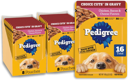 Pedigree Choice Cuts Wet Dog Food Pouch, Protein Variety, 3.5 Oz, 30 Count | Beef, Chicken & Filet Mignon, No Added Sugars or Artificial Flavors, 36 Vitamins & Minerals, 50%+ Water, Complete & Balanced17