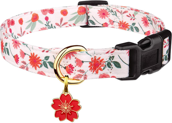 Cotton Dog Collar White and Pink Love Heart with Pendant Cute Dog Collar S | Handmade Distinctive Patterns Skin-Friendly and Breathable Girl Boy Dogs Collars15