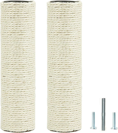 2Pcs M10 Cat Tree Replacement Post - 10Mm Bolt Sisal Cat Scratching Post Replacement Pole DIY M10 Bolt Sturdy PVC Tubes Screws Included (2.36 * 19.68")9