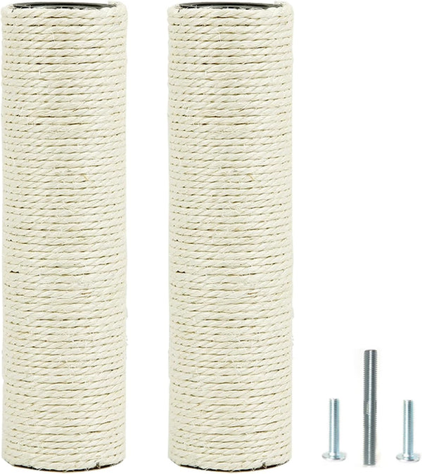 2Pcs M10 Cat Tree Replacement Post - 10Mm Bolt Sisal Cat Scratching Post Replacement Pole DIY M10 Bolt Sturdy PVC Tubes Screws Included (2.36 * 19.68")9