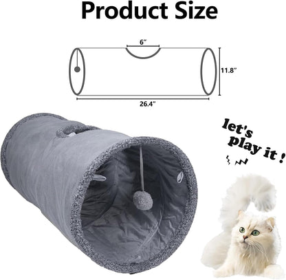 Cat Tunnel, Durable Suede Collapsible Cat Play Tube Toys with Play Ball, Indoor Cat Tunnel for Cat, Puppy, Kitty, Kitten, Rabbit (Small)4