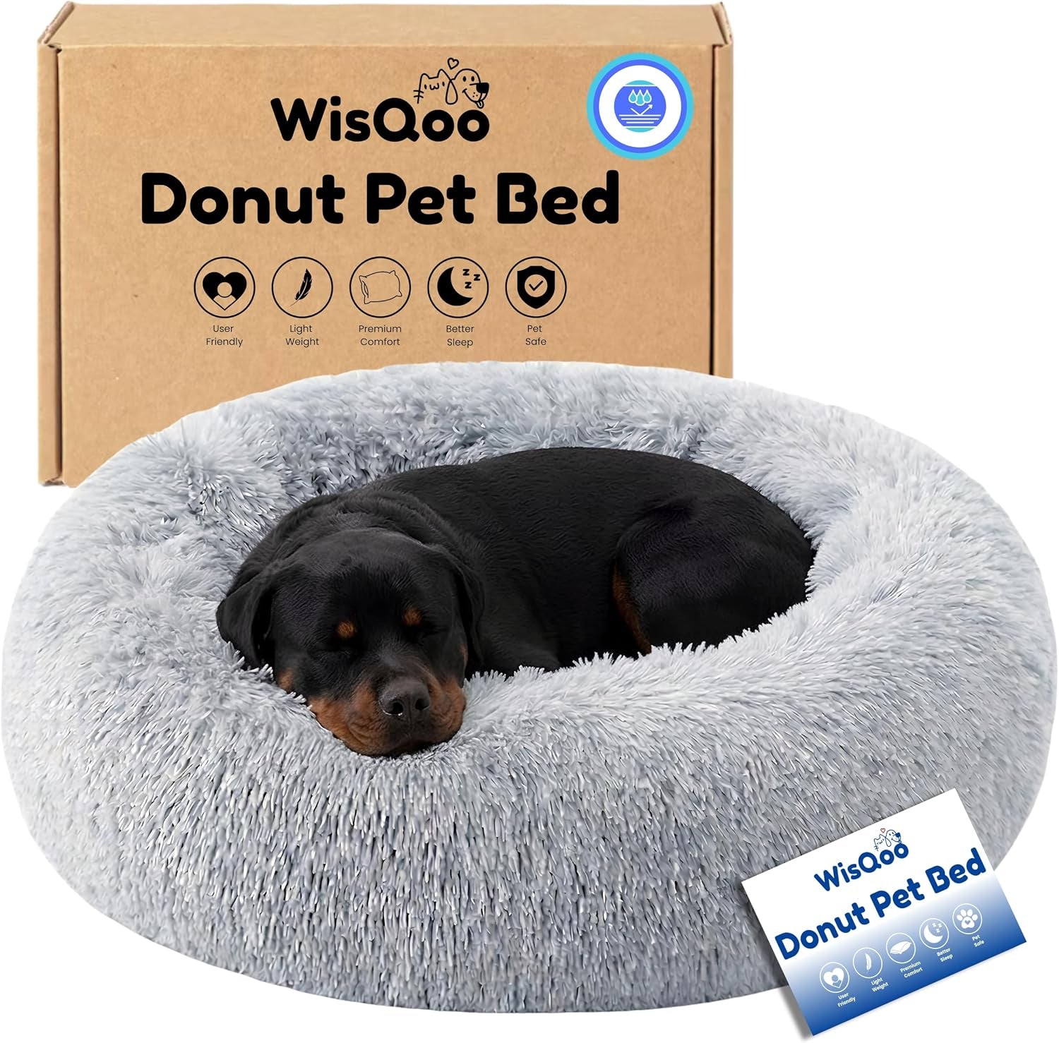 calming-donut-dog-bed-faux-fur-anti-anxiety-pet-bed-with-removable-washable-cover-water-resistant-liner-plush-fluffy-round-nest-non-slip-bottom-for-dogs-cats-small-grey