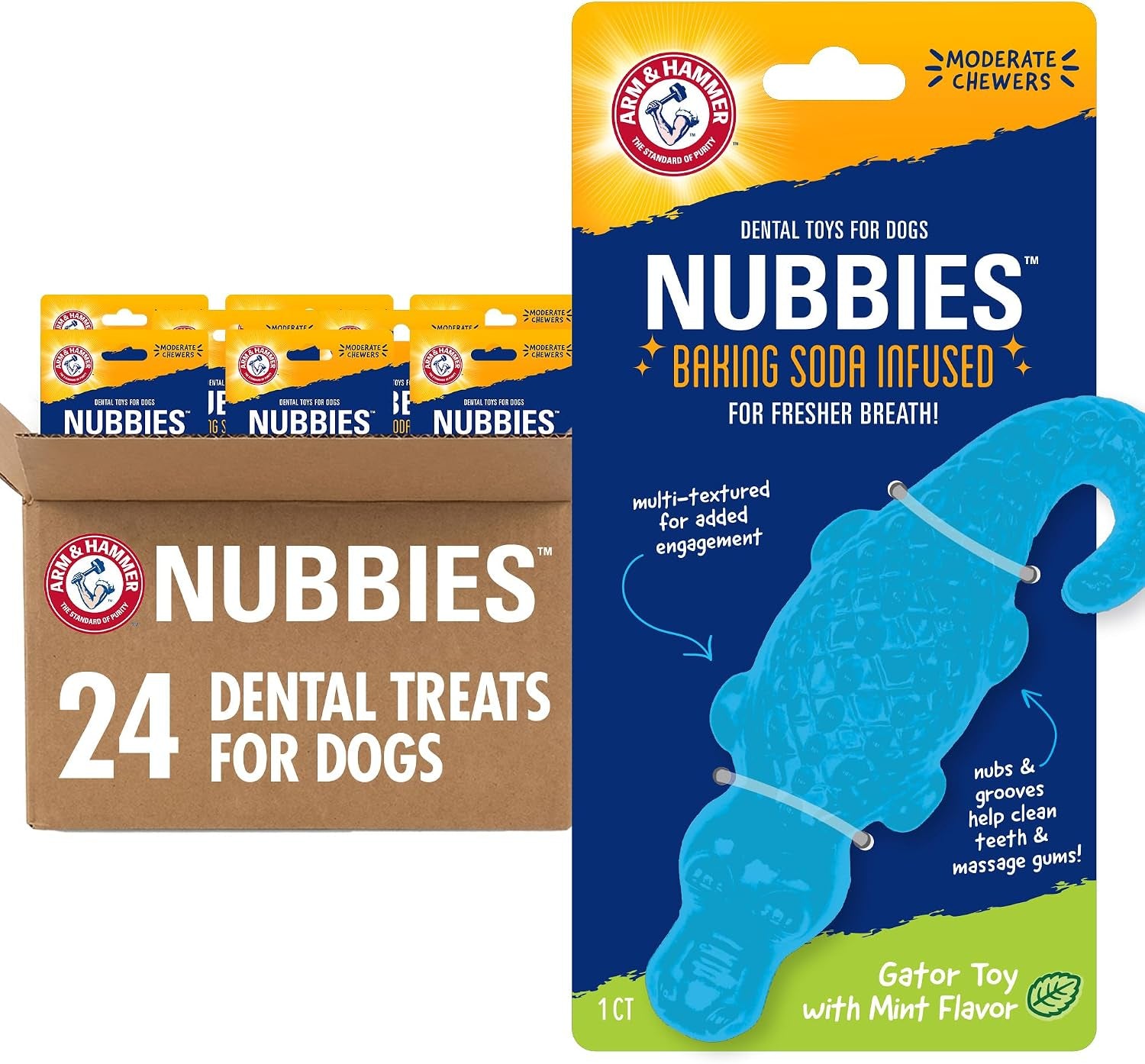 arm-and-hammer-nubbies-t-bone-dental-dog-chew-toy-with-peanut-butter-flavor-tpr-nubs-clean-teeth-and-gums-durable-nylon-chew-for-aggressive-chewers-helps-reduce-plaque-and-tartar