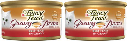 Purina Fancy Feast Gravy Lovers Beef Feast Grilled Gourmet Cat Food in Wet Cat Food Gravy - (Pack of 24) 3 Oz. Cans10