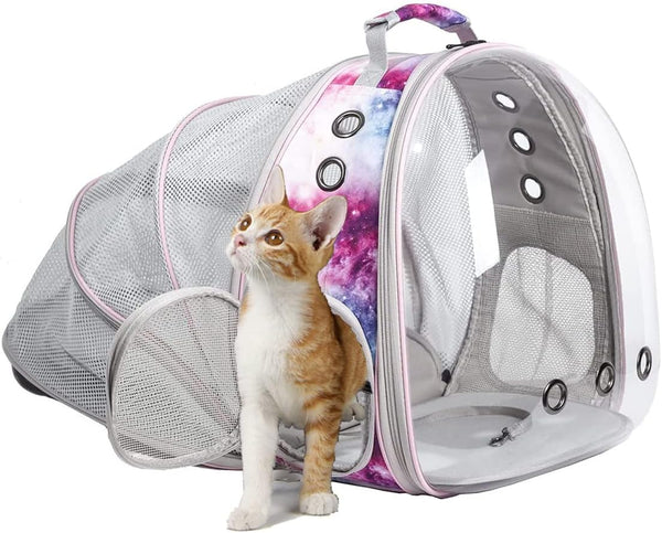 Expandable Pink Cat Backpack Carrier, Fit up to 12 Lbs, Space Capsule Clear Bubble Window Pet Carrier Backpack for Kitten Bunny Rabbit and Small Puppy7