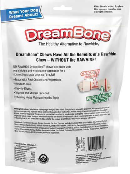 Dreambone Chicken Mini Bone Dog Treats, Daily Rawhide-Free Chew, Digests Safely and Completely, with Real Protein, Chicken and Veggies, 50 Count2