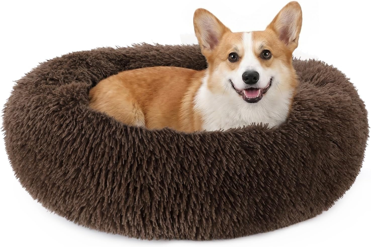 mixjoy-orthopedic-dog-bed-comfortable-donut-cuddler-round-pet-beds-ultra-soft-washable-dog-and-cat-cushion-20-23-30-23-brown